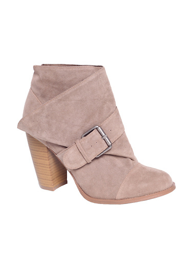 Suede Western Buckle Booties Slide 1