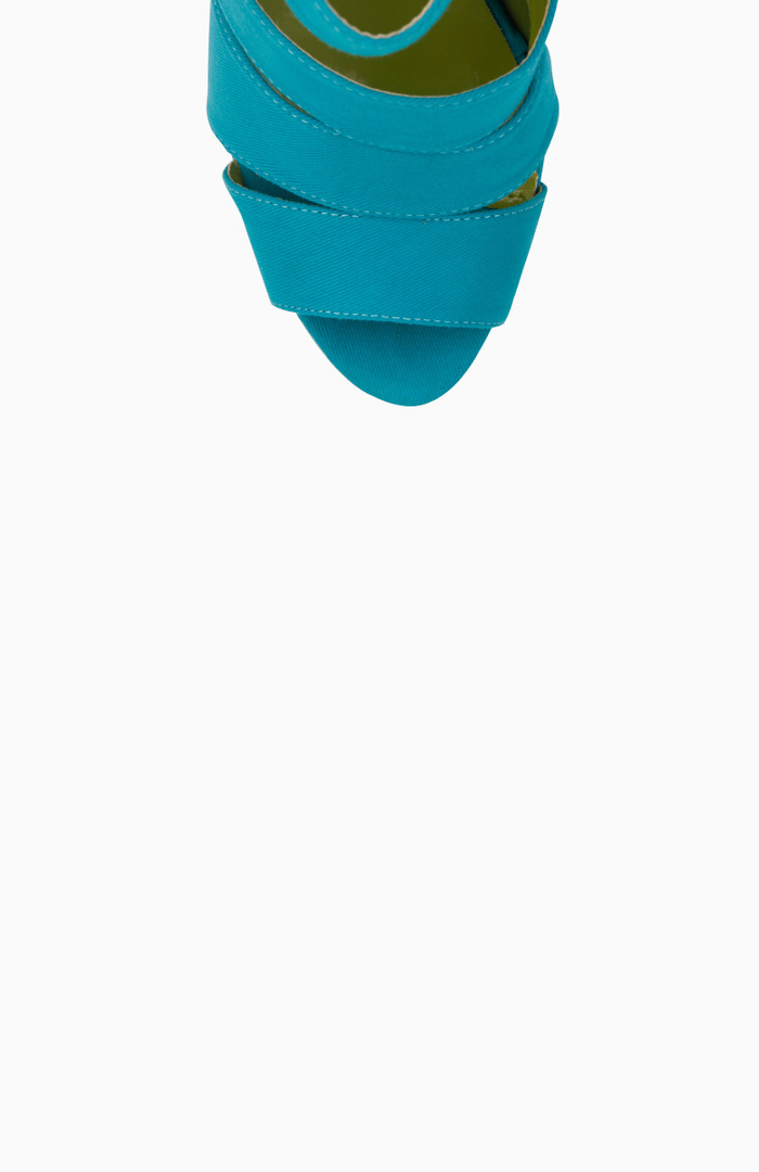 Bandage Open Toe Heels in Teal DAILYLOOK