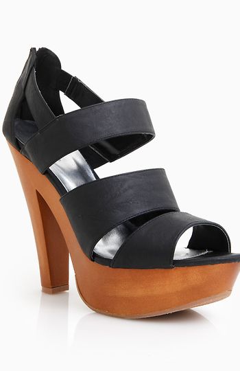 Strappy Wooden Platform Heels Slide 1