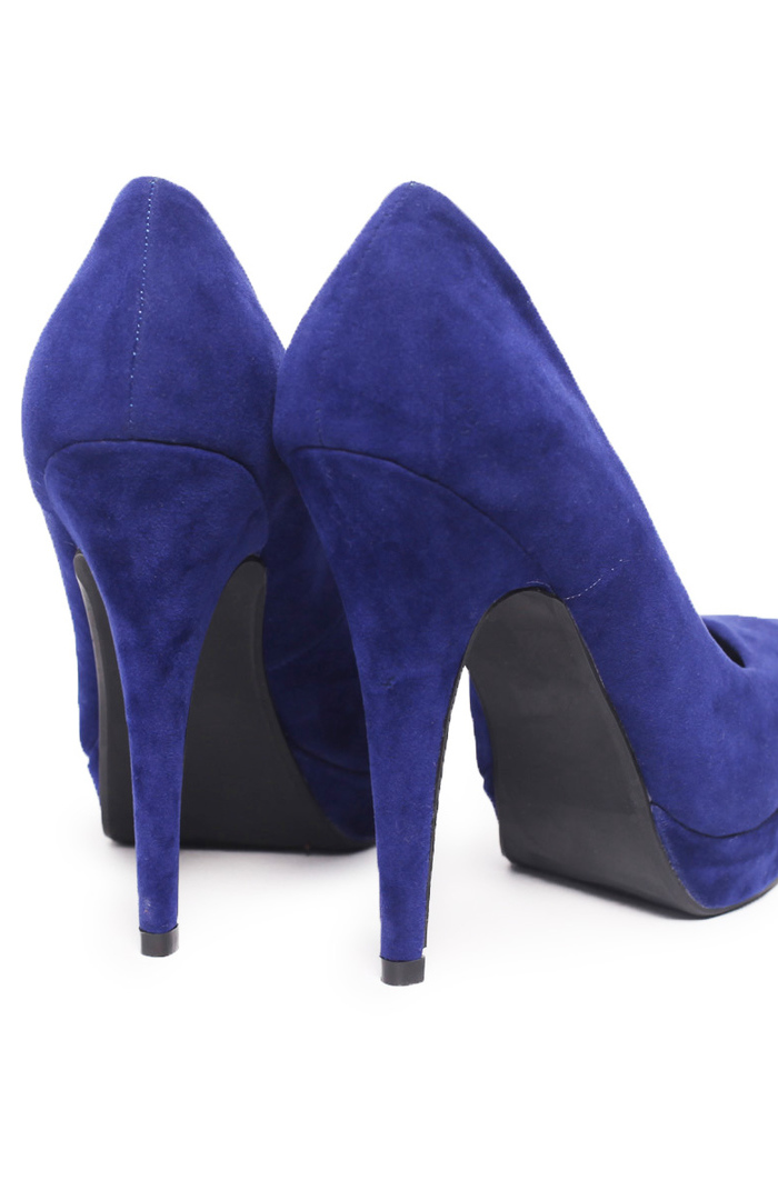 blue suede platform pumps
