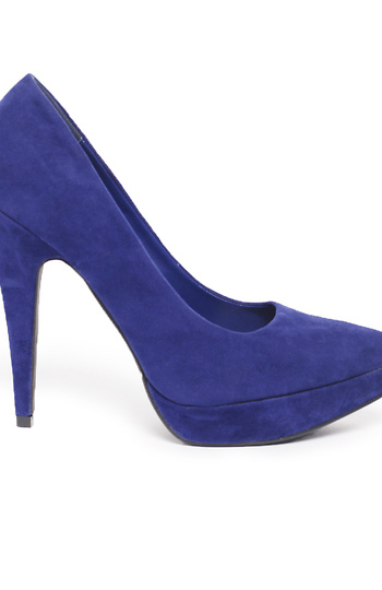 blue suede platform pumps