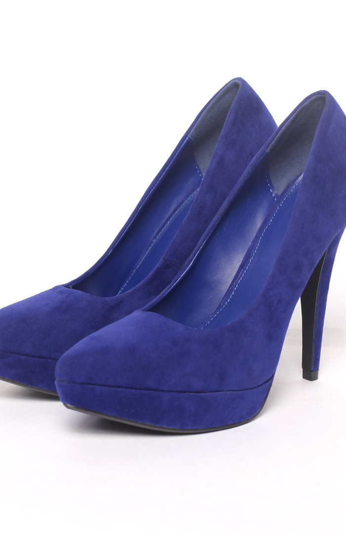blue suede platform pumps