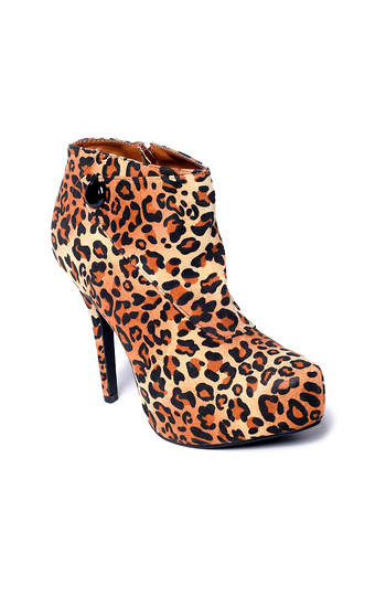 Suede Leopard Print Platform Booties Slide 1