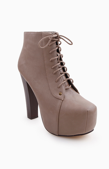 Taupe Lace Up Booties Slide 1