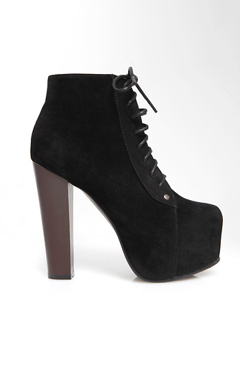 Velvet Lace Up Platform Booties Slide 1