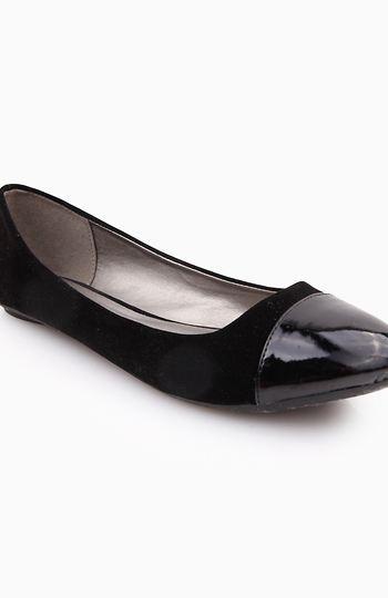 Velvet Cap Toe Flats Slide 1