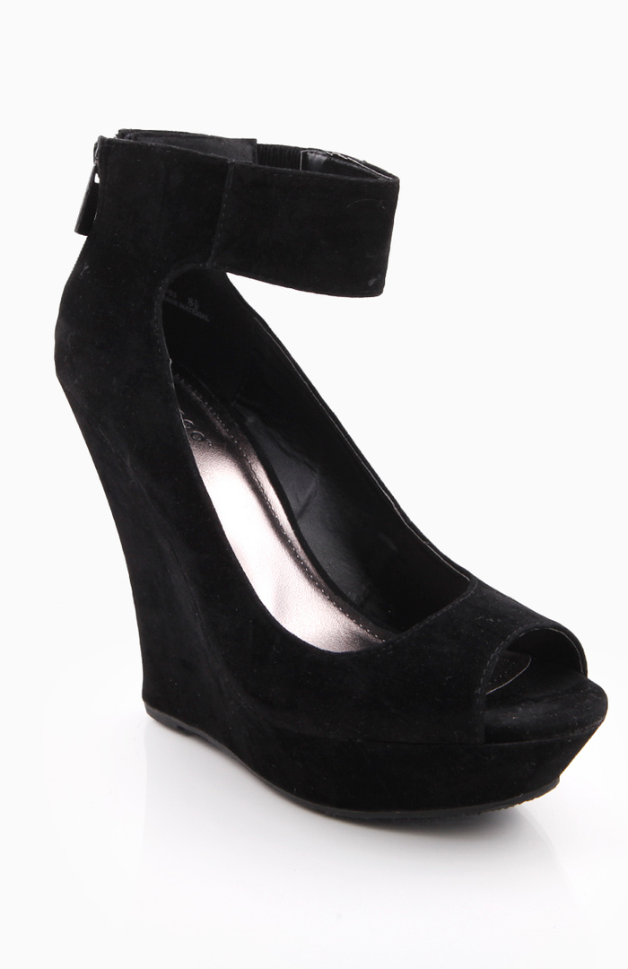 low black wedges with ankle strap