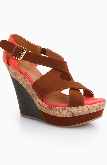 Color Block Cork Wedges Slide 1