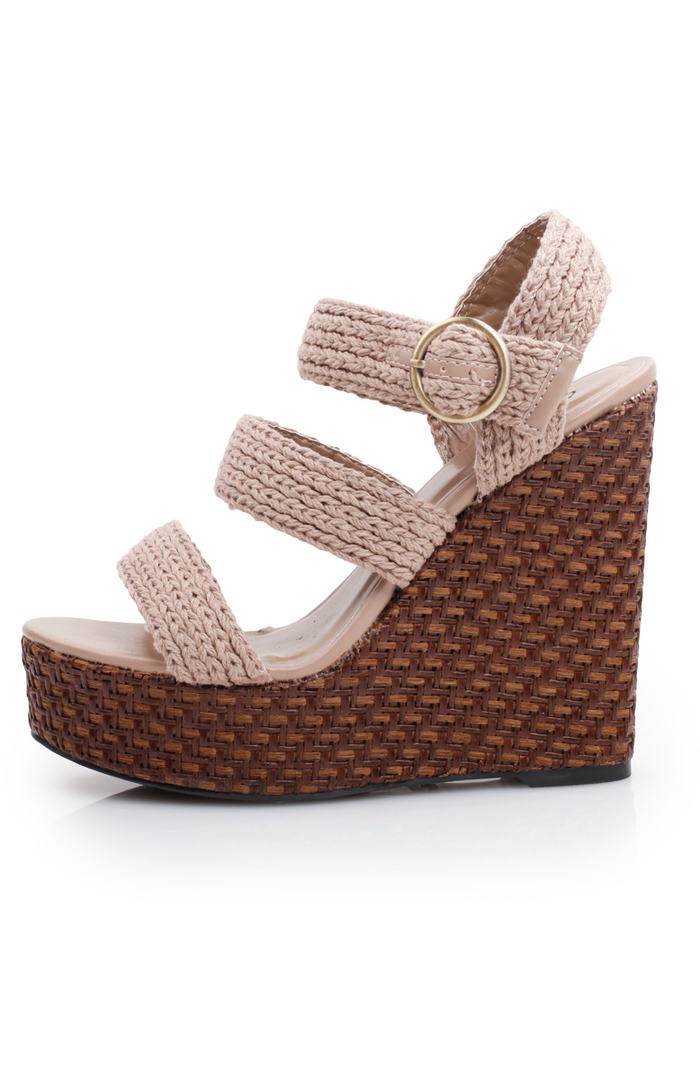 Earthy Weave Ankle-Wrap Sandals by Qupid