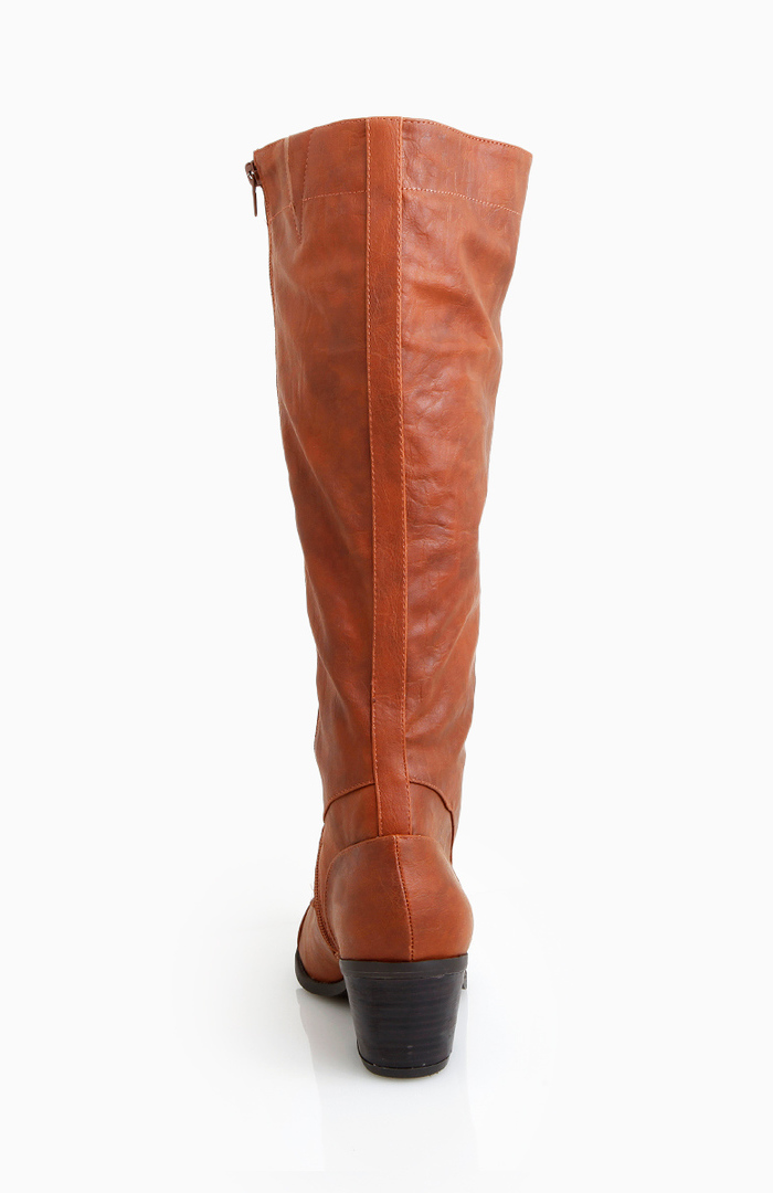 cognac tall boots with heel