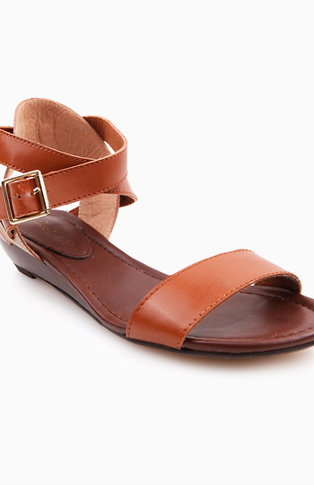 Two Tone Cross Strap Sandals Slide 1