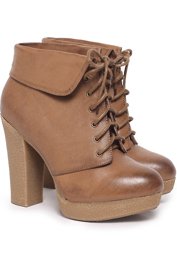 Folded Lace up Booties Slide 1