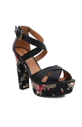 Floral Print High Heel Sandals Slide 1