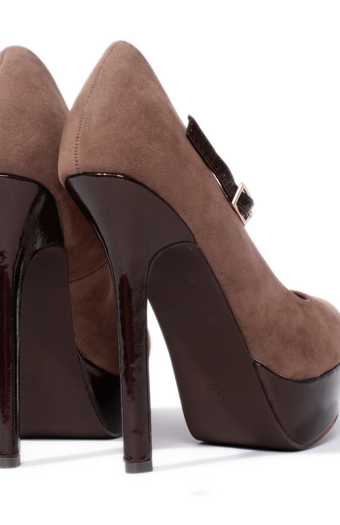 taupe platform pumps