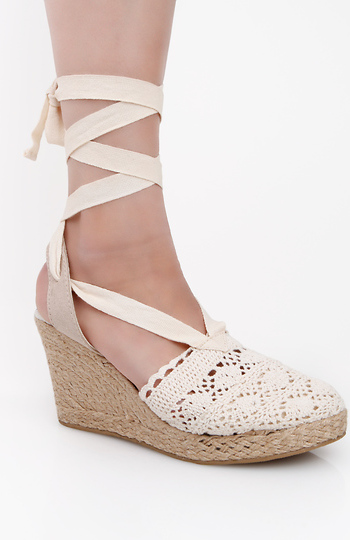 Ankle Tie Espadrille Wedges Slide 1