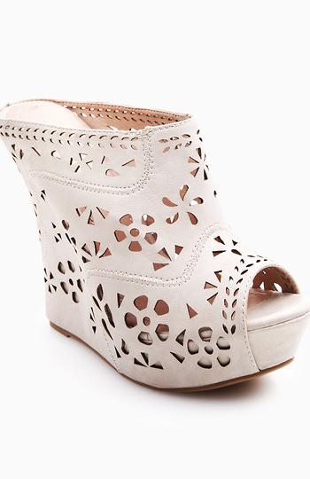 Perforated Print Mules Slide 1