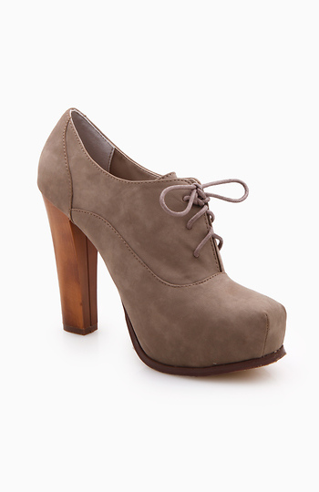 Wooden Heel Lace-up Booties Slide 1