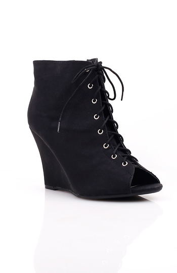 wedge lace up booties