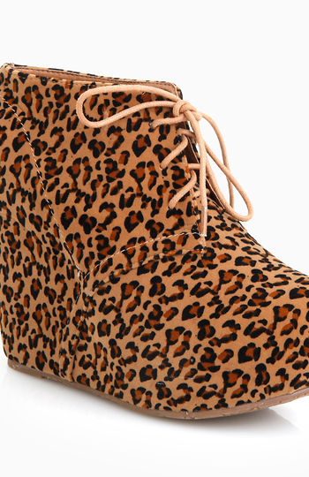 Leopard Wedge Booties Slide 1