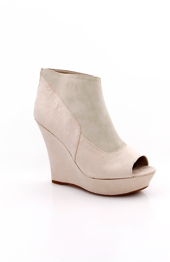 Two Tone Suede Wedge Ankle Booties Slide 1
