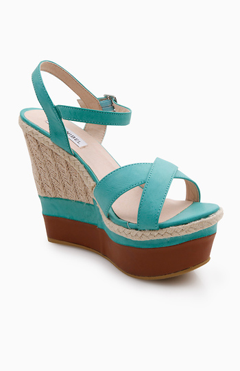 Turquoise Color Block Espadrille Slide 1