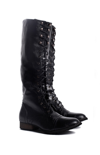 Lace-up Knee High Combat Boots Slide 1
