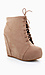 Faux Suede Lace Wedge Booties Thumb 1