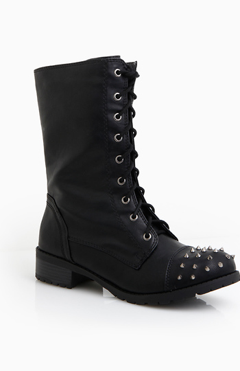 Studded Toe Combat Boots Slide 1