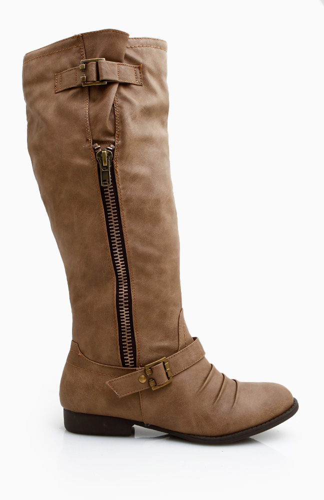 taupe knee high boots no heel