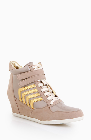 Metallic Stripe Wedge Sneaker Slide 1