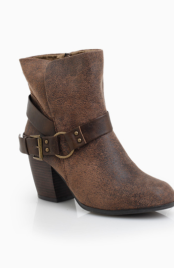 Distressed Buckle Bootie Slide 1