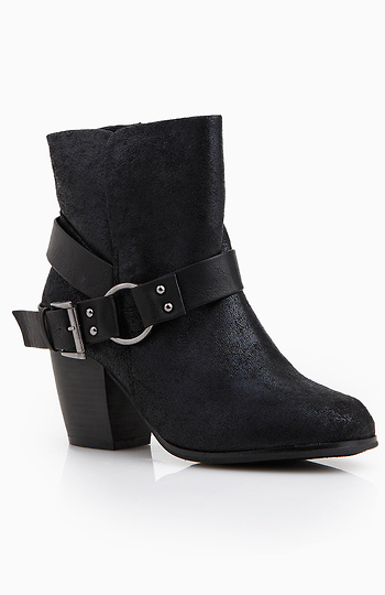 Distressed Buckle Bootie Slide 1