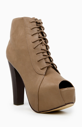 Lace Up Peep Toe Bootie Slide 1