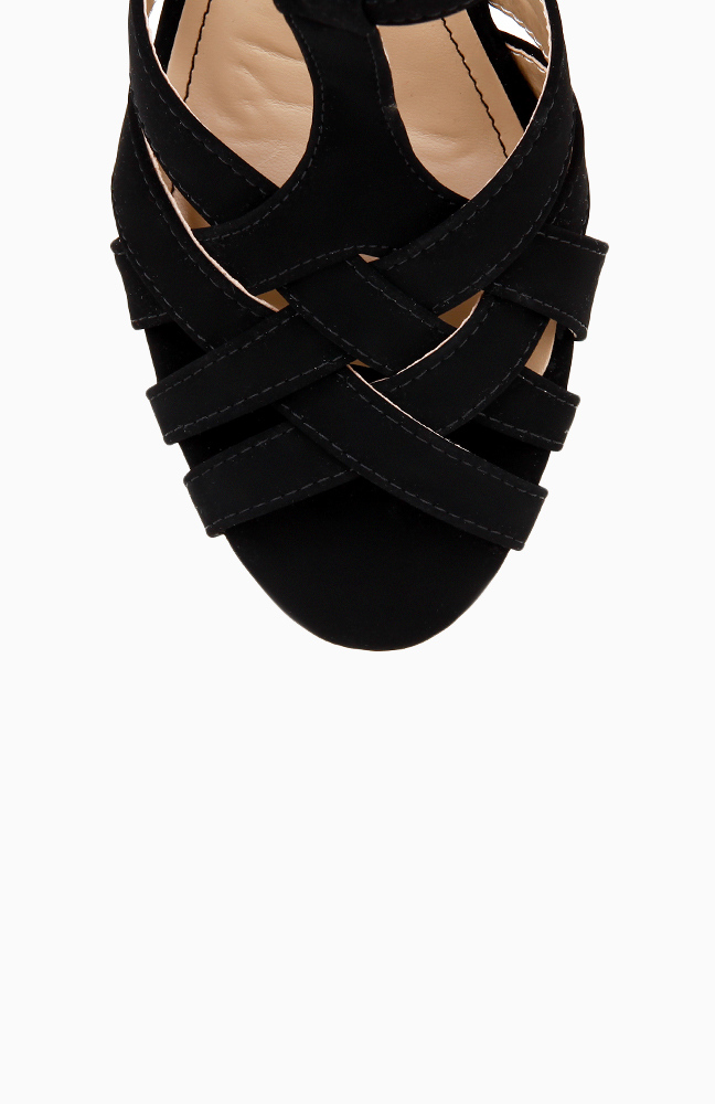Wooden Wedge Sandals in Black DAILYLOOK