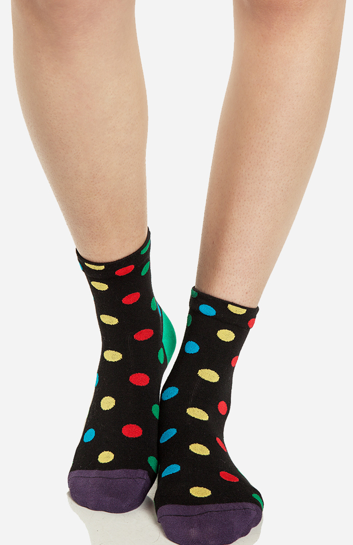 DOTS RED ON BLACK CREW SOCKS main image 0