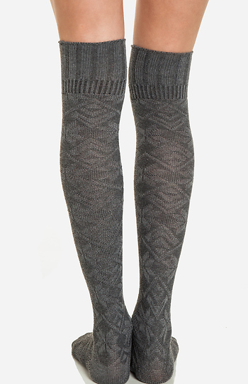 Fair Isle Knee High Socks in Grey | DAILYLOOK