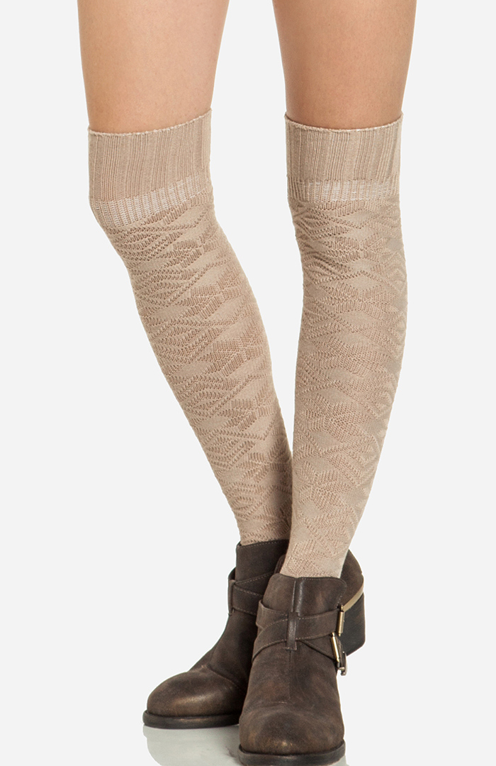 Fair Isle Knee High Socks in Beige DAILYLOOK