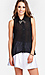 Sleeveless Button Down Top with Cinched Back Thumb 1