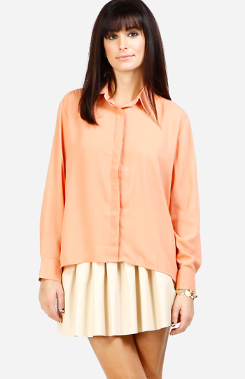 Chic Placket Button Down Top Slide 1