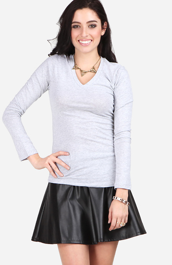 Classic V-neck Long Sleeve Top Slide 1