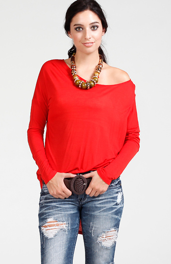 Long Sleeve Top with Cinched Back Slide 1