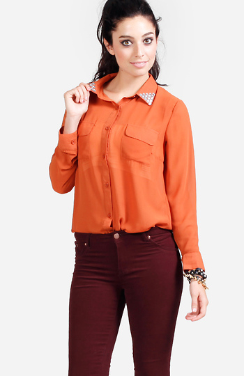 Jewel Tip Collar Blouse Slide 1
