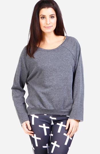 Shredded Back Sweatshirt Slide 1