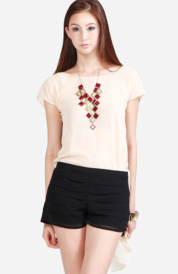 Sheer Ruffle Train Blouse Slide 1