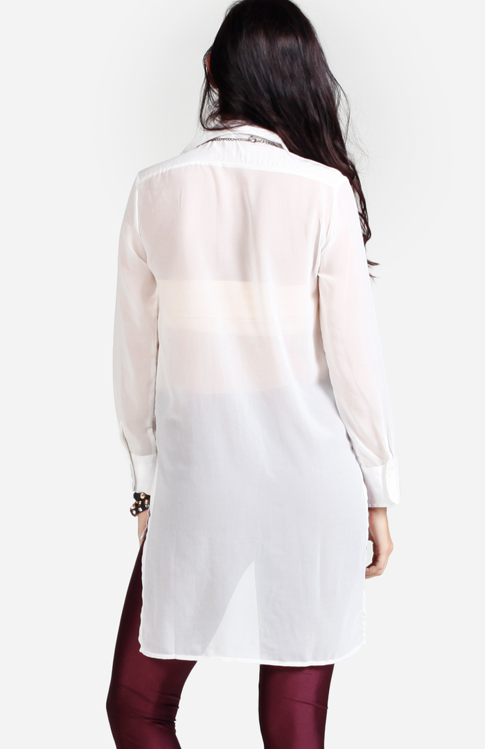 Sheer ButtonUp Blouse in Ivory DAILYLOOK