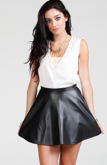 Studded V-Neck Top Slide 1