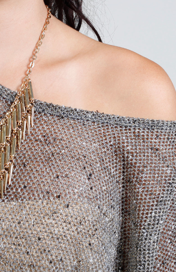 Lightweight Metallic Sweater in Silver DAILYLOOK