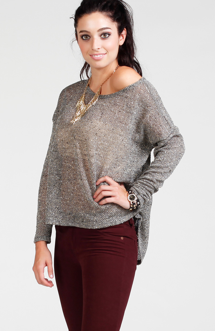 Lightweight Metallic Sweater in Silver DAILYLOOK