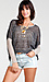 Open Knit Sweater with Contrast Sleeve Thumb 1