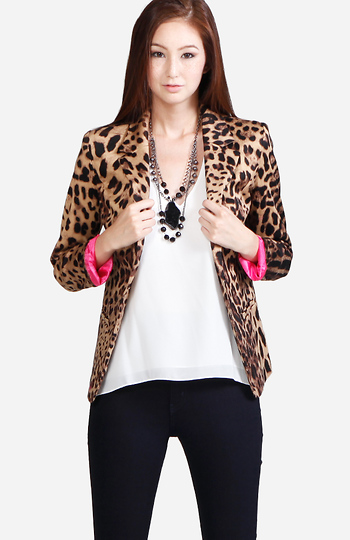 Leopard Print Blazer Slide 1